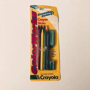 Vintage 1990 Crayola  Erasable Crayons 8 Classic Shades Damaged Packaging